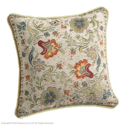 イタリア製 ジャガード織り クッションカバー 単品 イスタ 45x45cm カバー 花柄 正方形 幅45 奥行45 四角形 おしゃれ アンティーク 北欧 洗える 丸洗い(代引不可)