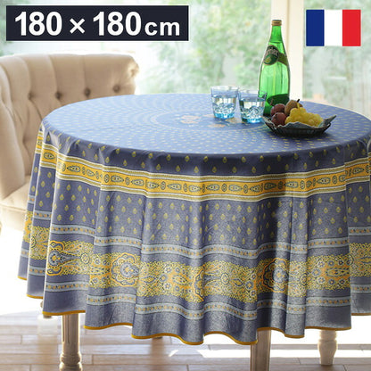 フランス製 テーブルクロス 幅180 奥行き180 テーブル 撥水 おしゃれ テーブルマット 円形 丸型 おしゃれ 北欧 コンパクト アンティーク クラシック(代引不可)