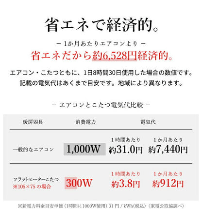 フラットヒーター 折れ脚 こたつ フラットモリス 105x75cm コンパクト 収納 幅105 長方形 こたつテーブル 和室 単品 北欧 高さ調節 継ぎ脚 北欧 木製 木目