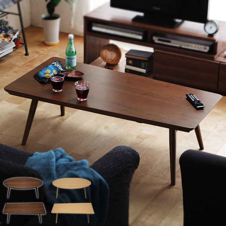 こたつ テーブル 北欧 デザイン折れ脚こたつ-アロー おしゃれ コタツ 炬燵 フラットヒーター カフェ風 コーヒーテーブル 楕円 台形 ウォールナット オーク 木製 天然木 テレワーク リモートワーク(代引不可)