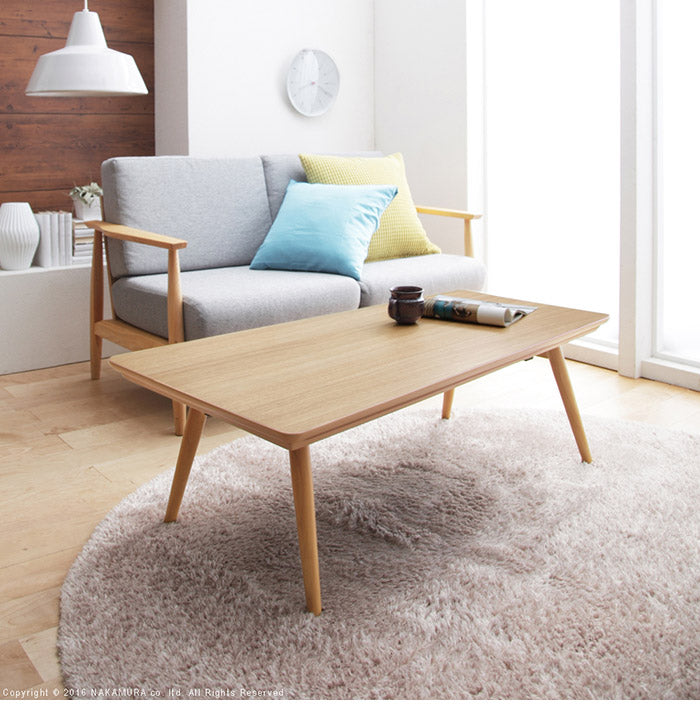 こたつ テーブル 北欧 デザイン折れ脚こたつ-アロー おしゃれ コタツ 炬燵 フラットヒーター カフェ風 コーヒーテーブル 楕円 台形 ウォールナット オーク 木製 天然木 テレワーク リモートワーク(代引不可)