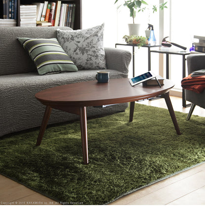 こたつ テーブル 北欧 デザイン折れ脚こたつ-アロー おしゃれ コタツ 炬燵 フラットヒーター カフェ風 コーヒーテーブル 楕円 台形 ウォールナット オーク 木製 天然木 テレワーク リモートワーク(代引不可)