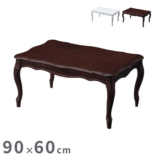 ねこ脚こたつテーブル フローラ 90×60cm SAI 彩 長方形 こたつ単品 継ぎ脚 高さ調節 ローテーブル おしゃれ エレガント 姫系 フレンチカントリー クラシック クラシカル かわいい 白 ホワイト(代引不可)