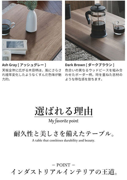 こたつ こたつテーブル ロータイプ 100×50 テーブル ローテーブル センターテーブル 長方形 スタイリッシュ おしゃれ オールシーズン フラットヒーター 省スペース 省エネ ヴィンテージ アイアン(代引不可)