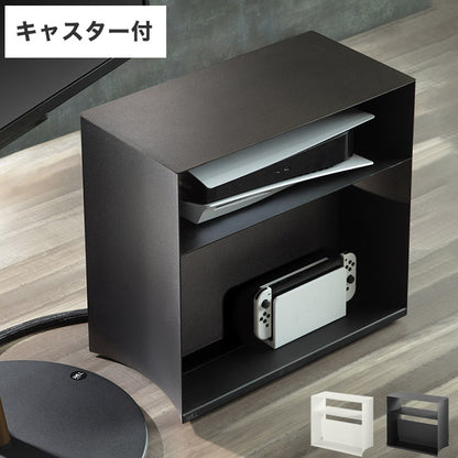 WALLデバイスワゴン A2対応 大型DVDレコーダー BDレコーダー PS5 プレステ5 PS4 収納 収納家具 サイド収納 収納ボックス 配線整理 コードカバー付き スチール製 WALLシリーズ テレワーク(代引不可)