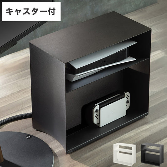 WALLデバイスワゴン A2対応 大型DVDレコーダー BDレコーダー PS5 プレステ5 PS4 収納 収納家具 サイド収納 収納ボックス 配線整理 コードカバー付き スチール製 WALLシリーズ テレワーク(代引不可)