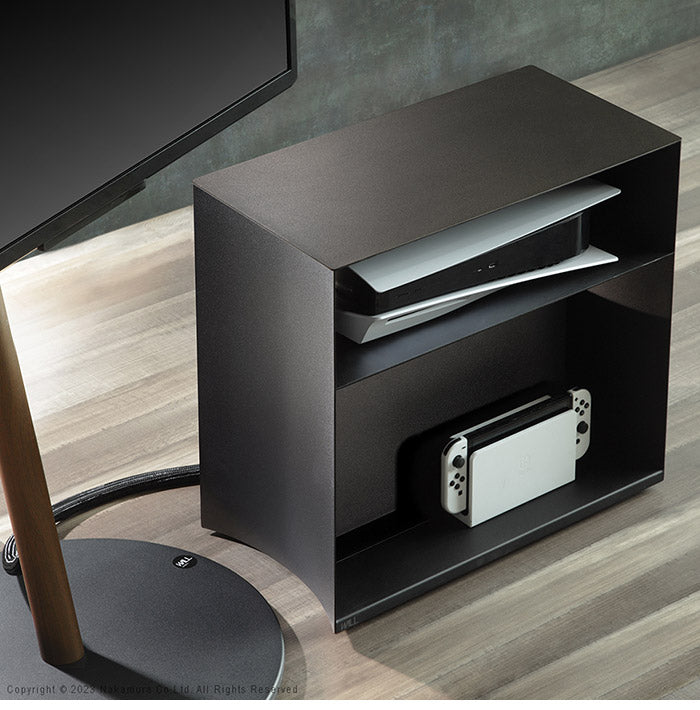 WALLデバイスワゴン A2対応 大型DVDレコーダー BDレコーダー PS5 プレステ5 PS4 収納 収納家具 サイド収納 収納ボックス 配線整理 コードカバー付き スチール製 WALLシリーズ テレワーク(代引不可)