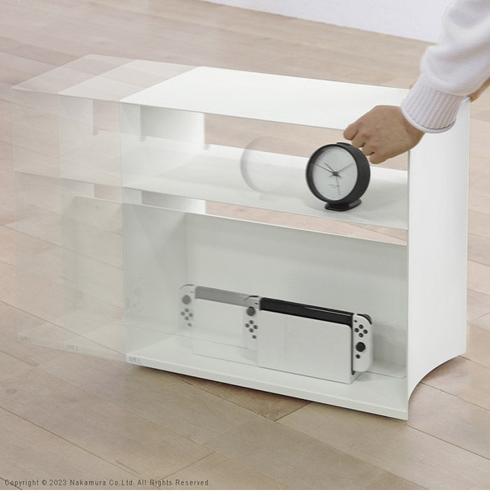 WALLデバイスワゴン A2対応 大型DVDレコーダー BDレコーダー PS5 プレステ5 PS4 収納 収納家具 サイド収納 収納ボックス 配線整理 コードカバー付き スチール製 WALLシリーズ テレワーク(代引不可)