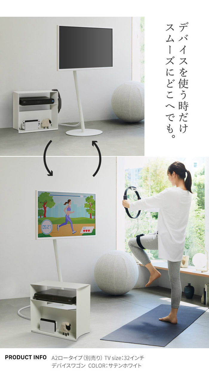 WALLデバイスワゴン A2対応 大型DVDレコーダー BDレコーダー PS5 プレステ5 PS4 収納 収納家具 サイド収納 収納ボックス 配線整理 コードカバー付き スチール製 WALLシリーズ テレワーク(代引不可)