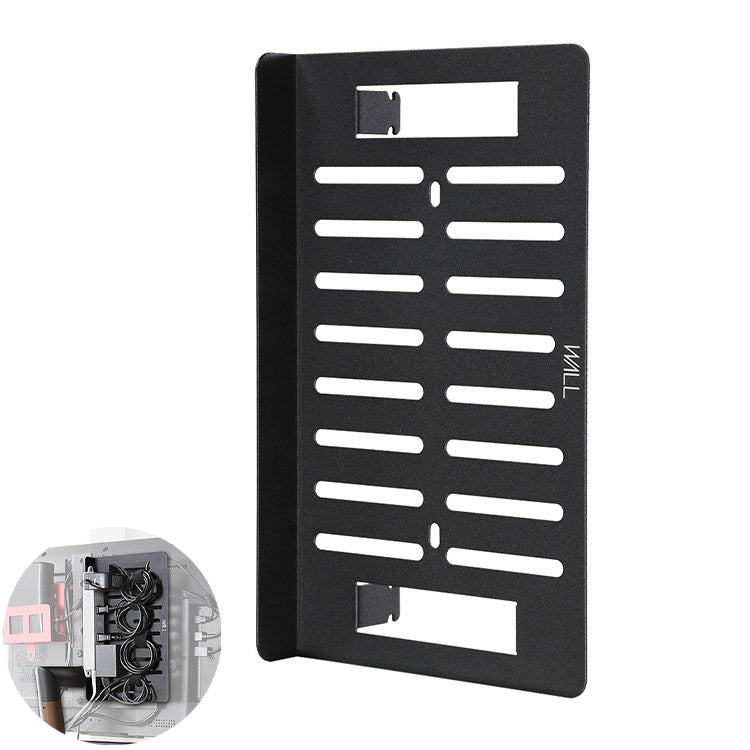 WALLインテリアテレビスタンド A2対応 電源タッププレート ケーブル収納 コード収納 背面収納 整理 配線整理 ブラック 黒 スチール製 結束バンド付き マグネットOK すっきり おしゃれ パーツ(代引不可)