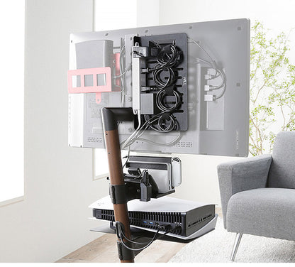 WALLインテリアテレビスタンド A2対応 電源タッププレート ケーブル収納 コード収納 背面収納 整理 配線整理 ブラック 黒 スチール製 結束バンド付き マグネットOK すっきり おしゃれ パーツ(代引不可)