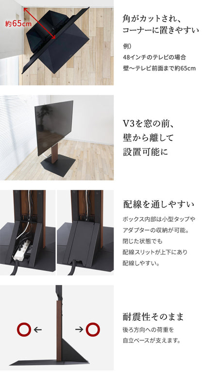 WALLインテリアテレビスタンドV3ロータイプ専用 コーナー兼用自立 幅70cm テレビ台 テレビスタンド TVスタンド 自立 コーナー 部品 カスタマイズ パーツ 配線カバー 配線隠し スチール製(代引不可)