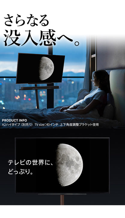 WALLインテリアテレビスタンド A2ロー・ハイタイプ対応 上下角度調整ブラケット 角度調節 無段階調整 45インチまで対応 ブラック テレビ台 テレビスタンド 部品 パーツ スチール製 震度7耐震試験済(代引不可)