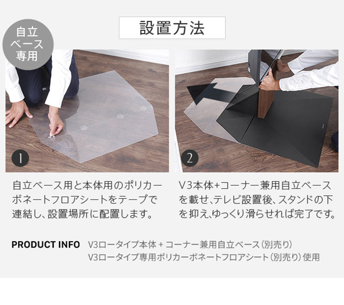 WALLインテリアテレビスタンドV3ハイタイプコーナー兼用自立専用 ポリカーボネートフロアシート テレビ台 テレビスタンド 部品 パーツ フローリング 床保護パネル 床 シート 傷防止(代引不可)