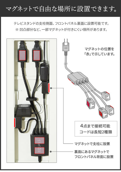 WALLマグネット付きスマート電源タップ 追加オプション 部品 パーツ 電源コード ACコード 延長コード 延長ケーブル コンセント 配線 おしゃれ 磁石 自由に設置 背面収納 テレワーク EQUALS イコールズ(代引不可)