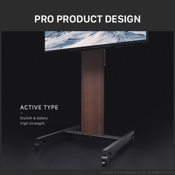 WALL インテリア テレビスタンド PRO アクティブ 壁寄せ 壁寄せテレビスタンド 32~80V 32~80型 耐震 ハイタイプ おしゃれ 木目調 ビジネス用 キャスター付き 会議室(代引不可)
