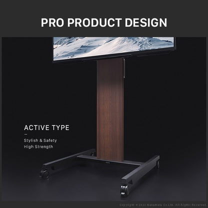 WALL インテリア テレビスタンド PRO アクティブ 壁寄せ 壁寄せテレビスタンド 32~80V 32~80型 耐震 ハイタイプ おしゃれ 木目調 ビジネス用 キャスター付き 会議室(代引不可)