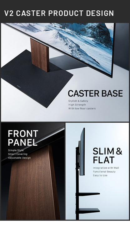 WALLインテリアテレビスタンド V2 CASTER ハイタイプ 32~60v対応 テレビ台 テレビスタンド TVスタンド キャスター付き フラット 自立型 背面収納 コード隠し モダン おしゃれ スタイリッシュ(代引不可)