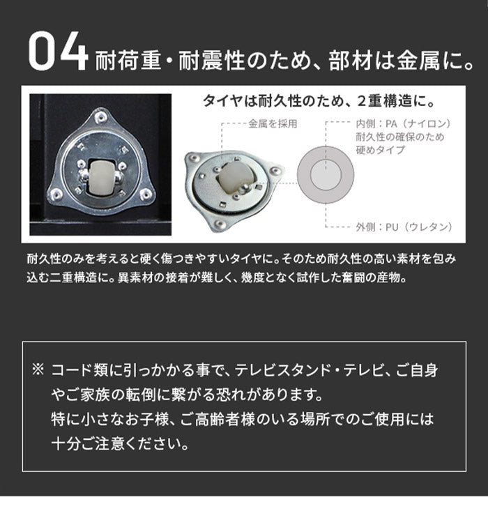 WALLインテリアテレビスタンド M1CASTER 収納付きキャスタースタンド 32~65v対応 壁寄せ 自立型 テレビ台 TVスタンド 背面収納 コード収納 ホワイト 白 ブラック 黒 ウォールナット ブラウン(代引不可)