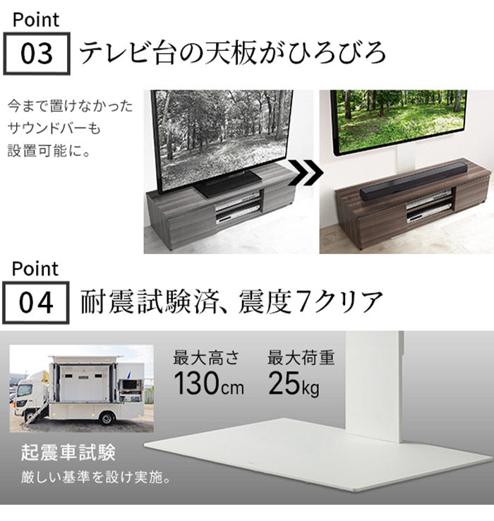 WALLインテリアテレビスタンド テレビ台用スタンド 32~60v対応 壁寄せテレビ台 TVスタンド 背面収納 コード収納 ホワイト 白 震度7耐震試験済み EQUALS イコールズ(代引不可)