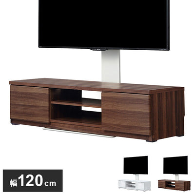 WALLインテリアテレビスタンド テレビ台用スタンド 背面収納木目調テレビ台セット幅120cm 32~60v対応 壁掛け風 壁寄せテレビ台 TVスタンド テレビボード リビングボード ローボード 背面収納(代引不可)