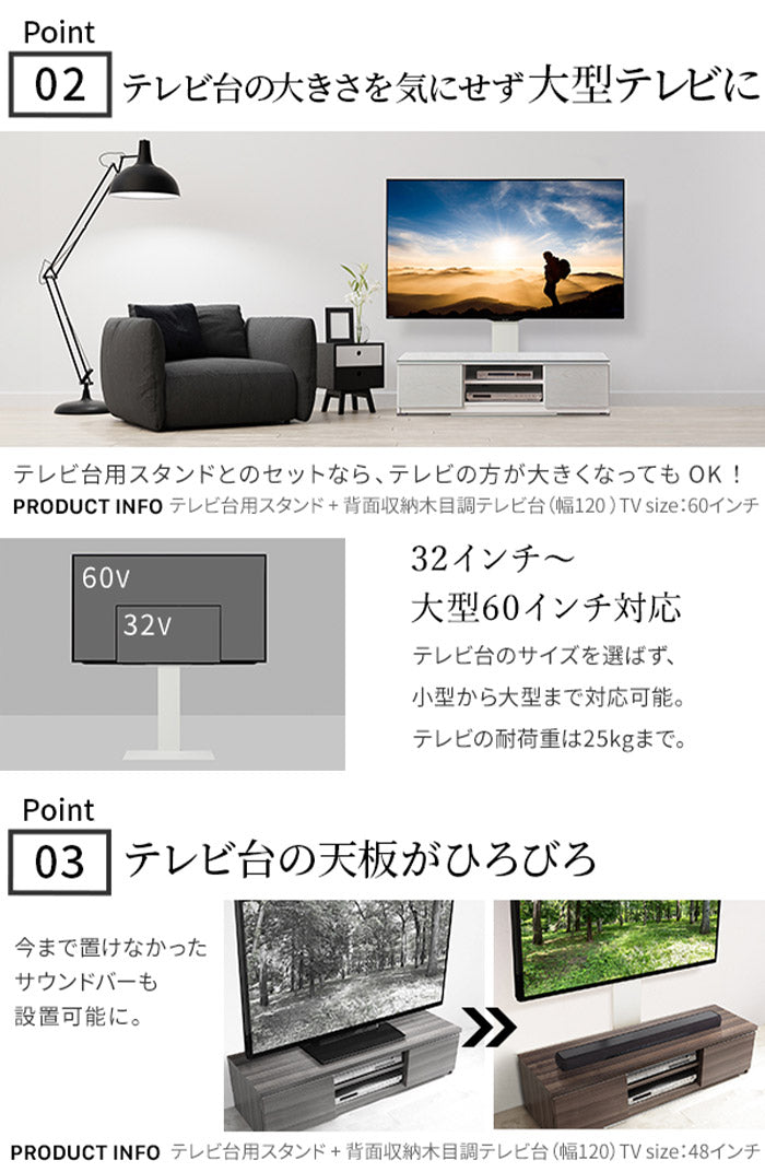 WALLインテリアテレビスタンド テレビ台用スタンド 背面収納木目調テレビ台セット幅150cm 32~60v対応 壁掛け風 壁寄せテレビ台 TVスタンド テレビボード リビングボード ローボード 背面収納(代引不可)