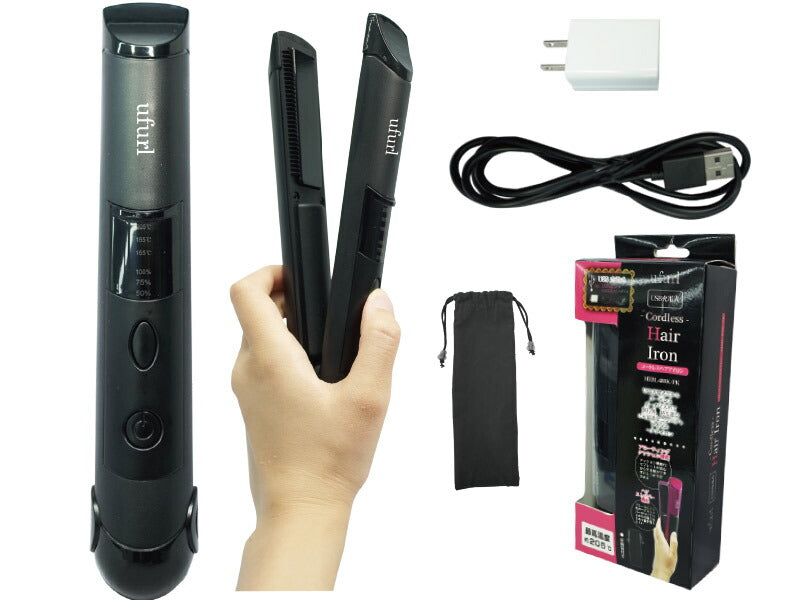 ストレートアイロン コードレスヘアアイロン へアアイロン ストレート ミニ コードレス USB充電式 205℃ コンパクト コテ