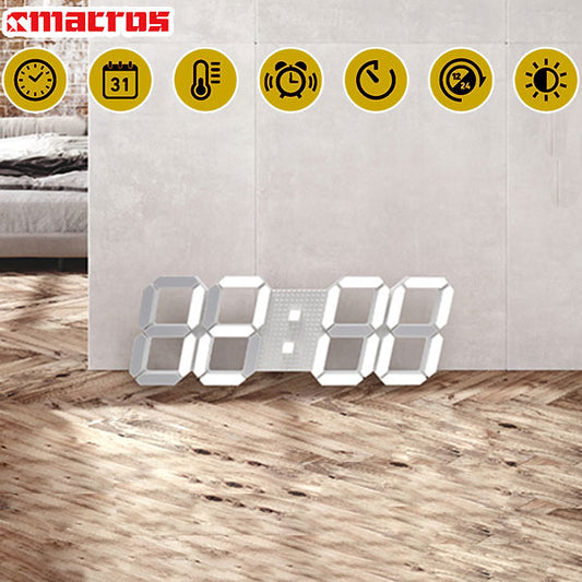 多機能 LED デジタル時計 デジナル MEC-20 デジタル 3D リモコン付き 大型 置き時計 掛け時計 日付表示 温度表示 アラーム タイマー LED時計 韓国 韓流