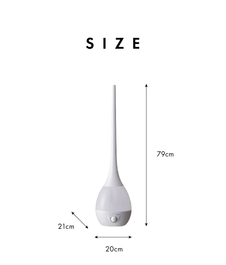 ハイポジション 超音波式加湿器 2.6L タワー型 卓上 置き型 高さ3段階調節 アロマ対応 LEDライト付き 拡散キャップ付き 加湿器