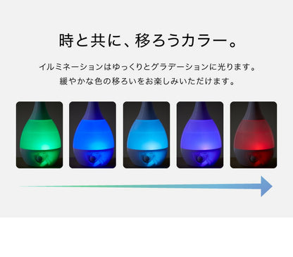 ハイポジション 超音波式加湿器 2.6L タワー型 卓上 置き型 高さ3段階調節 アロマ対応 LEDライト付き 拡散キャップ付き 加湿器