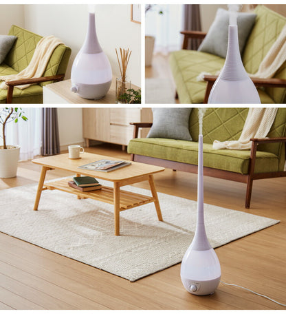 ハイポジション 超音波式加湿器 2.6L タワー型 卓上 置き型 高さ3段階調節 アロマ対応 LEDライト付き 拡散キャップ付き 加湿器