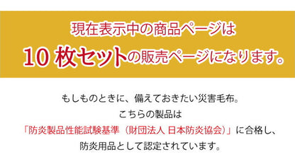 【10枚セット】災害用毛布 難燃性 圧縮毛布 オフィス 企業 法人 災害用備蓄用 防災用品 非常用 救助用 難燃性ポリエステル毛布 シングル 140×200cm(代引不可)