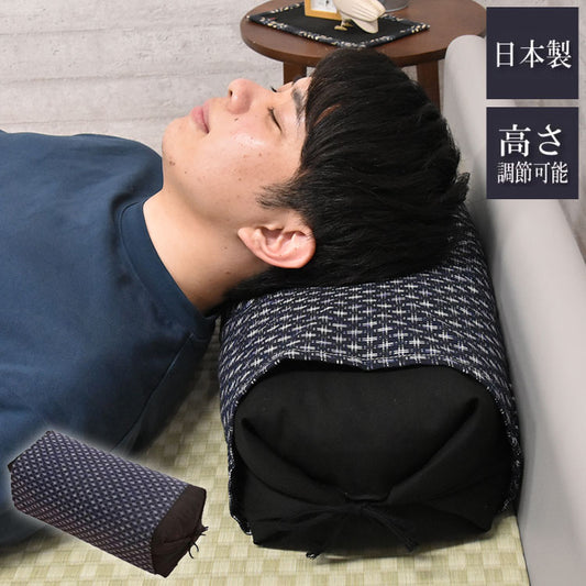 男の枕 そば枕 国産茶葉入り ブラック 19×48×14cm(32×62cm) 日本製 高さ調節 枕 ピロー そば殻 蕎麦 枕 かため カバー付 ギフト 新生活(代引不可)