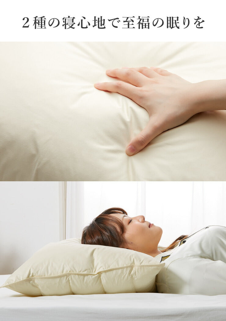 枕 コンビネーション枕 パイプ 羽根 丸八真綿 ホテル仕様 70×50cm ビッグ 両面対応 ストレートネック 綿100% クリーム 安眠 快眠 まくら ピロー 羽毛まくら 羽毛枕 フェザーパイマー枕 Sleep Artist