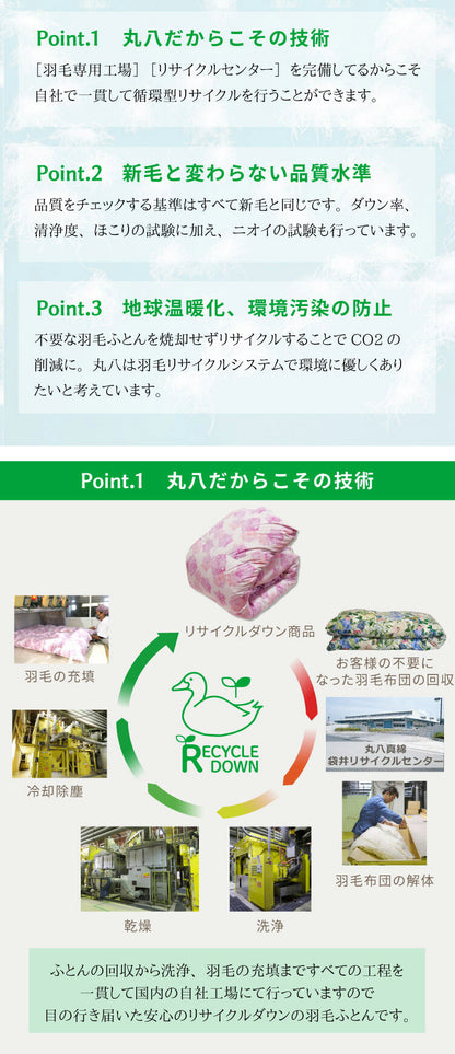 日本製 リサイクルダウン70% 羽毛肌掛け布団 シングル 150×210cm ダウンケット ウォッシャブル ホワイトダウン70% 0.3kg入り 羽毛肌掛けふとん 春 夏 秋 丸八真綿(代引不可)