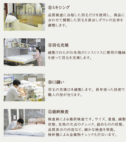 丸八真綿 羽毛布団 シングル 150×210cm 柄お任せ 選べるカラー ハンガリー産ダウン85%羽毛布団 ホワイトダックダウン85%使用 1.1kg 立体キルト 羽毛ふとん 羽毛掛けふとん 掛けふとん(代引不可)