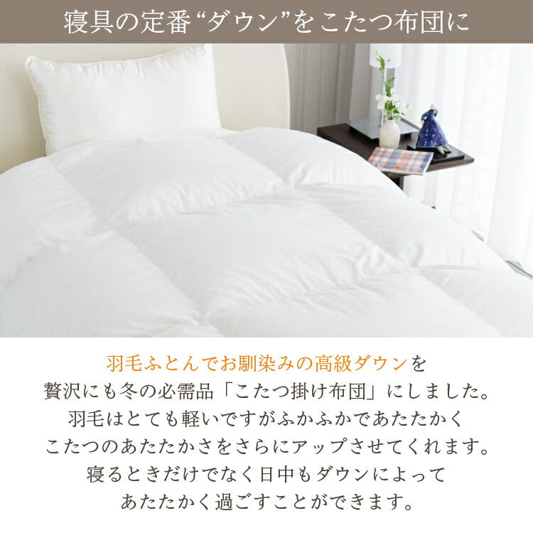 羽毛こたつ布団 こたつ布団 こたつ 正方形 ダウン70% 軽量 暖か 洗濯可能 リバーシブル 洗える ダックダウン70% ブラウン グレー(代引不可)