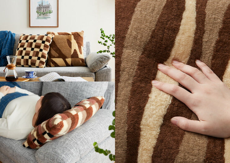 天然素材 ムートン100％ クッション 40×40cm 羊毛クッション 大きい リサイクル おしゃれ かわいい 丸八真綿 座布団 ソファー 背当て 産後 椅子 SDGs リビング 淡い 北欧 韓国インテリア ファートン シートクッション