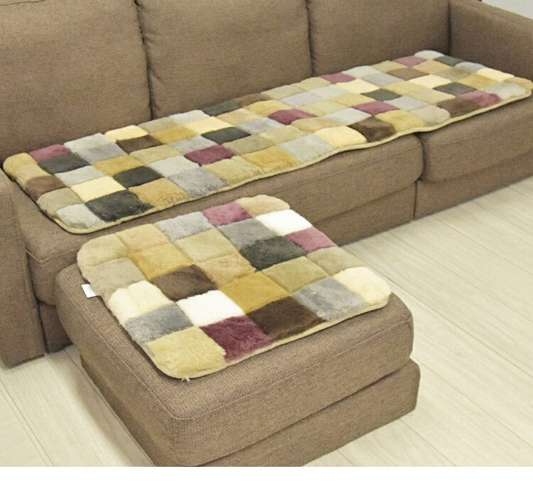 ムートンランダムシートクッション 45×135cm 短毛ムートン ムートンクッション 座布団 シートクッション ウール(代引不可)