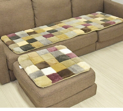 ムートンランダムシートクッション 45×135cm 短毛ムートン ムートンクッション 座布団 シートクッション ウール(代引不可)