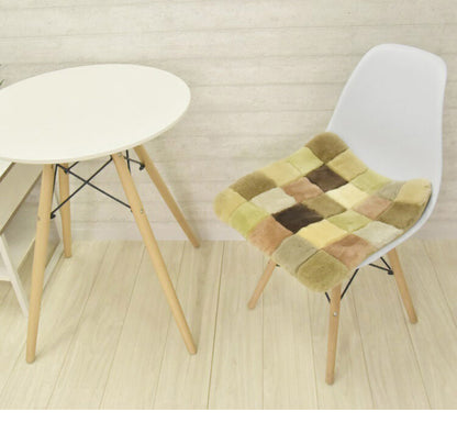 ムートンランダムシートクッション 45×45cm 短毛ムートン ムートンクッション 座布団 シートクッション ウール ソファシート(代引不可)