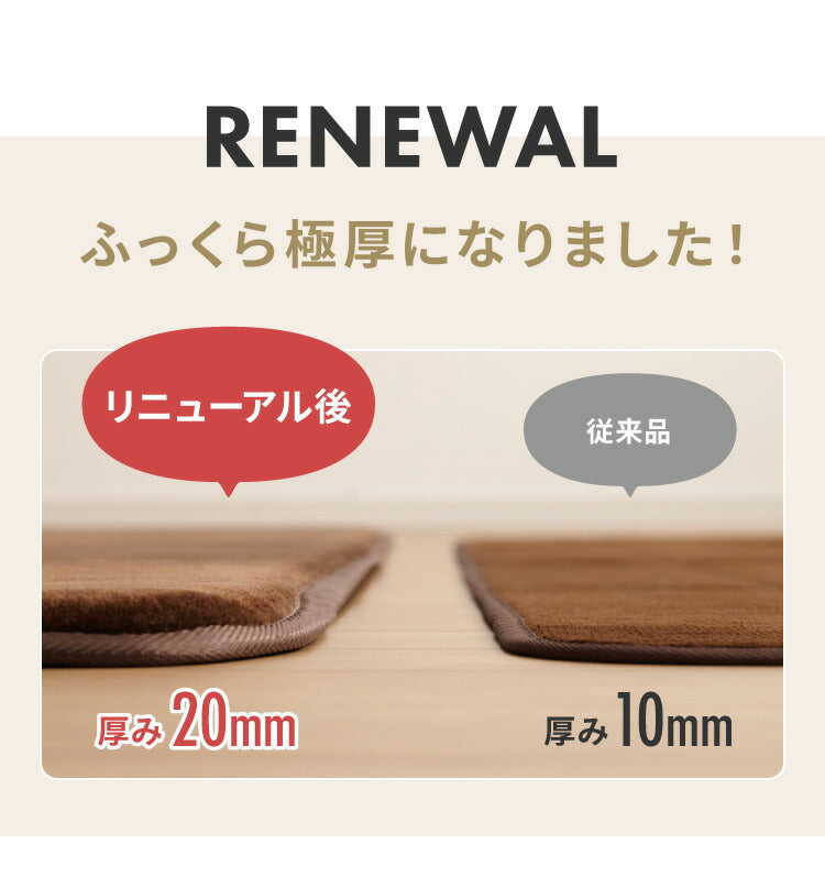 低反発 ラグ 極厚低反発ラグ 200×200cm 低反発ラグマット 洗える 厚さ20mm 撥水 滑り止め付 ホットカーペット対応 抗菌 防ダニ 防臭 長方形 無地 高密度250g/平方メートル ノンホルムアルデヒド