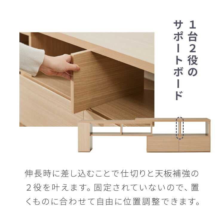 伸縮テレビボード ローボード 伸縮テレビ台 コーナー 引き出し付き 開き戸収納 コード穴付き テレビラック 北欧風 おしゃれ リビング ワンルーム 一人暮らし TVボード TV台 Loniel