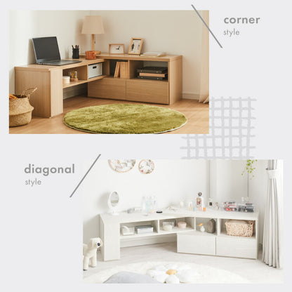 伸縮テレビボード ローボード 伸縮テレビ台 コーナー 引き出し付き 開き戸収納 コード穴付き テレビラック 北欧風 おしゃれ リビング ワンルーム 一人暮らし TVボード TV台 Loniel