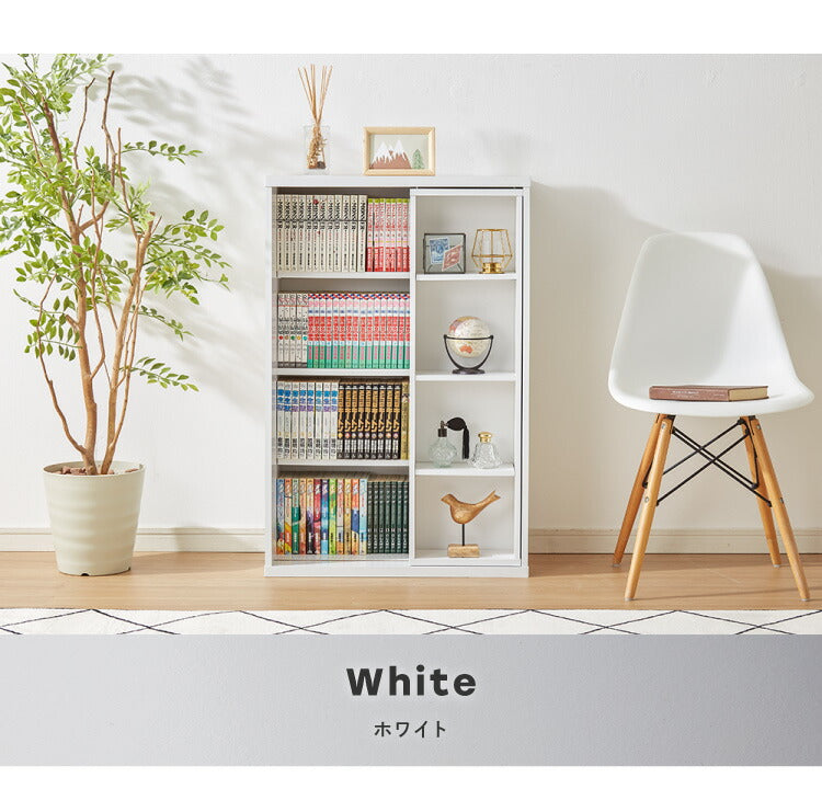 本棚 書棚 スライド式 幅60 シングル 2個セット 木製 コミックラック 漫画 書籍 収納 大容量 ブックシェルフ 木目 おしゃれ ブックラック 書斎棚