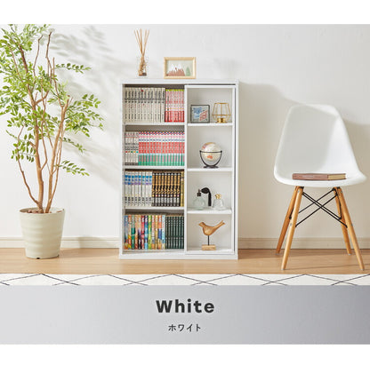 本棚 書棚 スライド式 幅60 シングル 2個セット 木製 コミックラック 漫画 書籍 収納 大容量 ブックシェルフ 木目 おしゃれ ブックラック 書斎棚