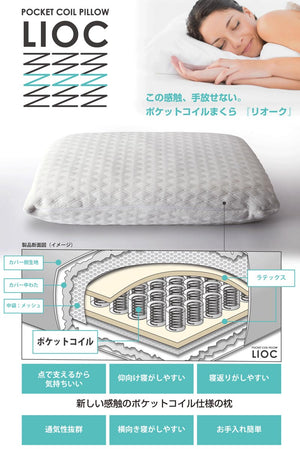 ポケットコイル 枕 コイル枕 LIOC リオーク まくら ラテックス  洗えるカバー カバー付き