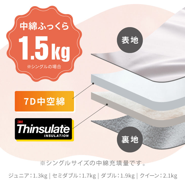 掛け布団 シンサレート ダブル バイカラー おしゃれ フリース 断熱 保温 抗菌防臭 洗える 防ダニ 軽量 ホコリが出にくい 低ホル 暖かい 冬用掛け布団 掛布団 掛ふとん thinsulate【送料無料】