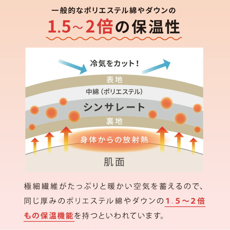 ぬくもりシールド シンサレート 掛け布団 ダブル バイカラー 襟元までフリース カバーなしで使える 断熱 保温 抗菌防臭 洗える 防ダニ 軽量 ホコリが出にくい 低ホル 掛ふとん 暖かさ羽毛の約2倍 thinsulate