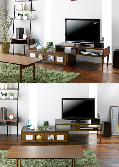 伸縮テレビ台 伸縮 スライド 引出し付き 白 ホワイト ブラウン ブラック 黒 北欧 人気 おしゃれ テレビ台 TV台 ローボード AVボード TVラック スライドAVボード 収納 テレビボード TVボード テレビラック